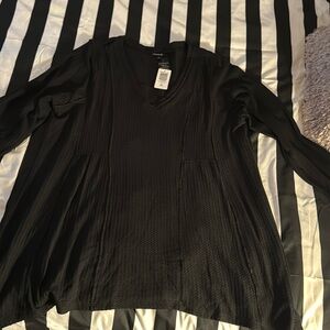 Waffle vneck sharkbite long sleeve